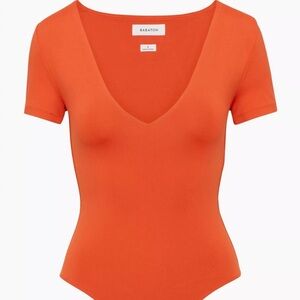 Babaton Bold Orange V-Neck Bodysuit